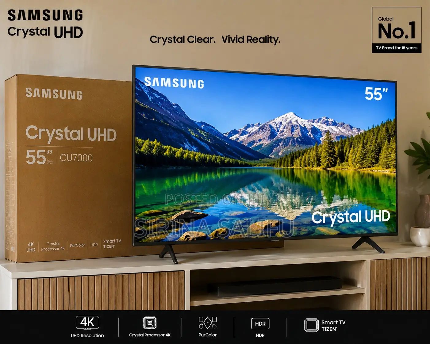 Samsung 55” Crystal Uhd Smart Tv