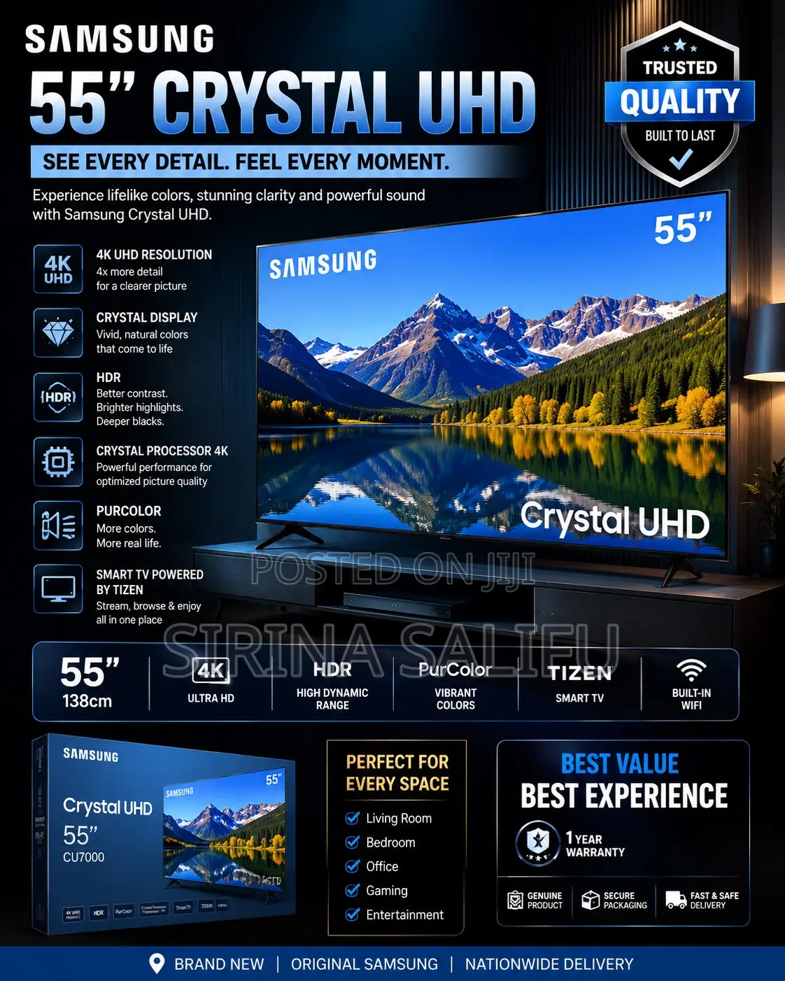 Samsung 55” Crystal Uhd Smart Tv