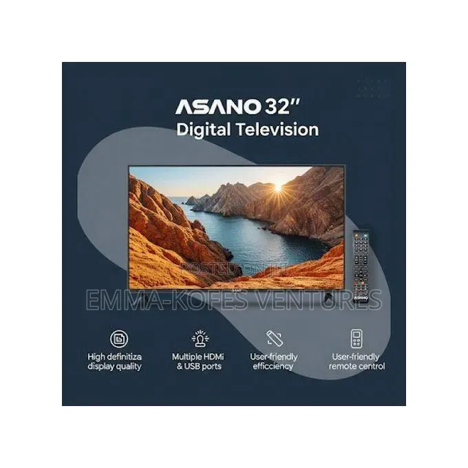 Asano 32" Digital Satellite Hd Tv - Hdmi /Vga/Usb - Black