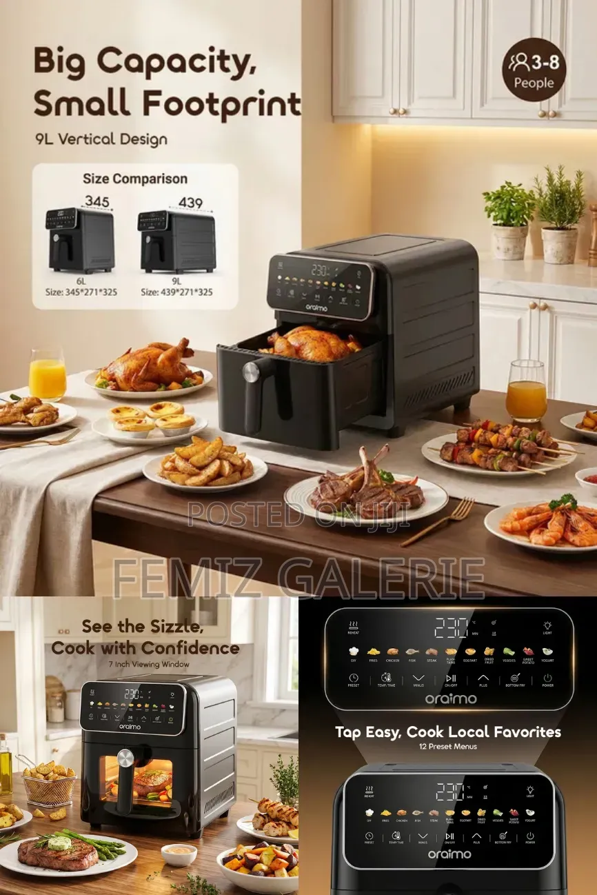 Oraimo Intellifry 9l 230°C Dual Side Flip Free Air Fryer