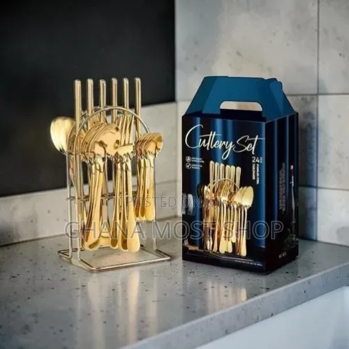 Gold Stainless Steel 24 Pieces Cutlery Set