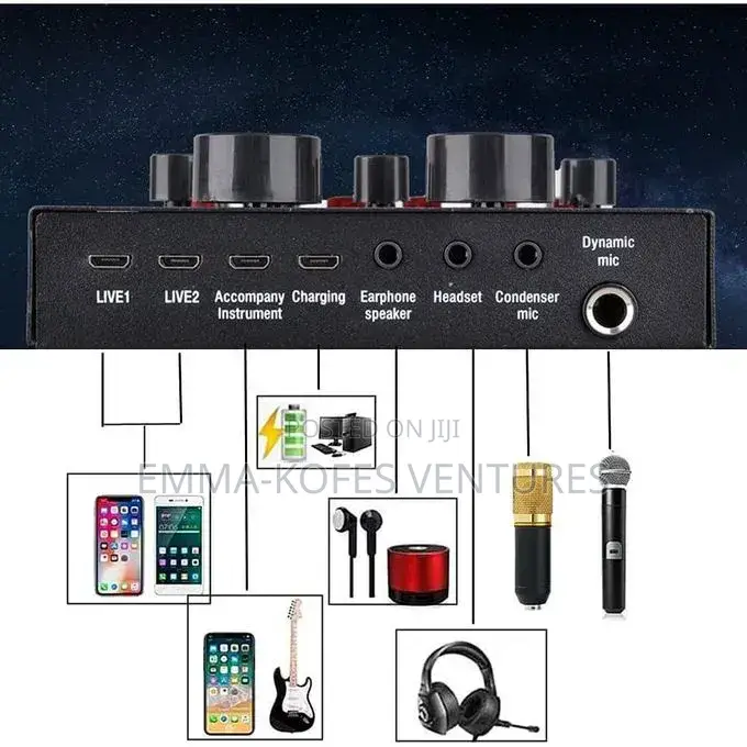 Mythco V8 Live Sound Card Podcast Equipment Bundle Bm-800