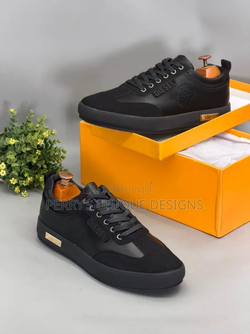 Diesel Black Leather/Suede Sneakers