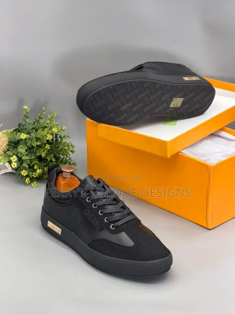Diesel Black Leather/Suede Sneakers