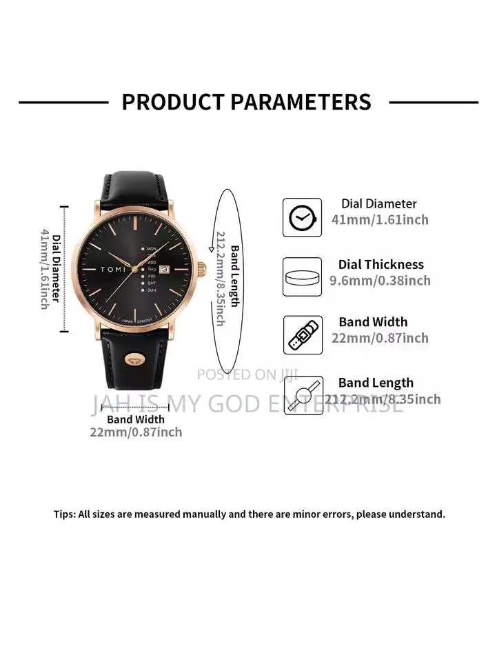 Tomi Luxury Business Men Watch- Rose Gold Black