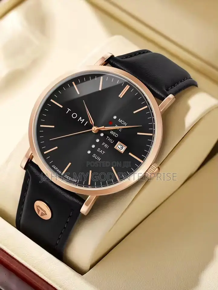 Tomi Luxury Business Men Watch- Rose Gold Black