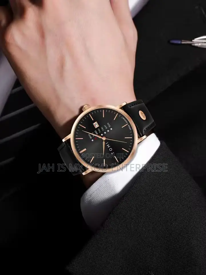 Tomi Luxury Business Men Watch- Rose Gold Black