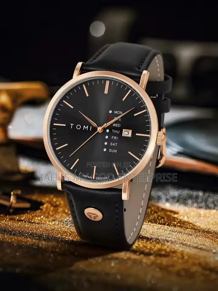 Tomi Luxury Business Men Watch- Rose Gold Black