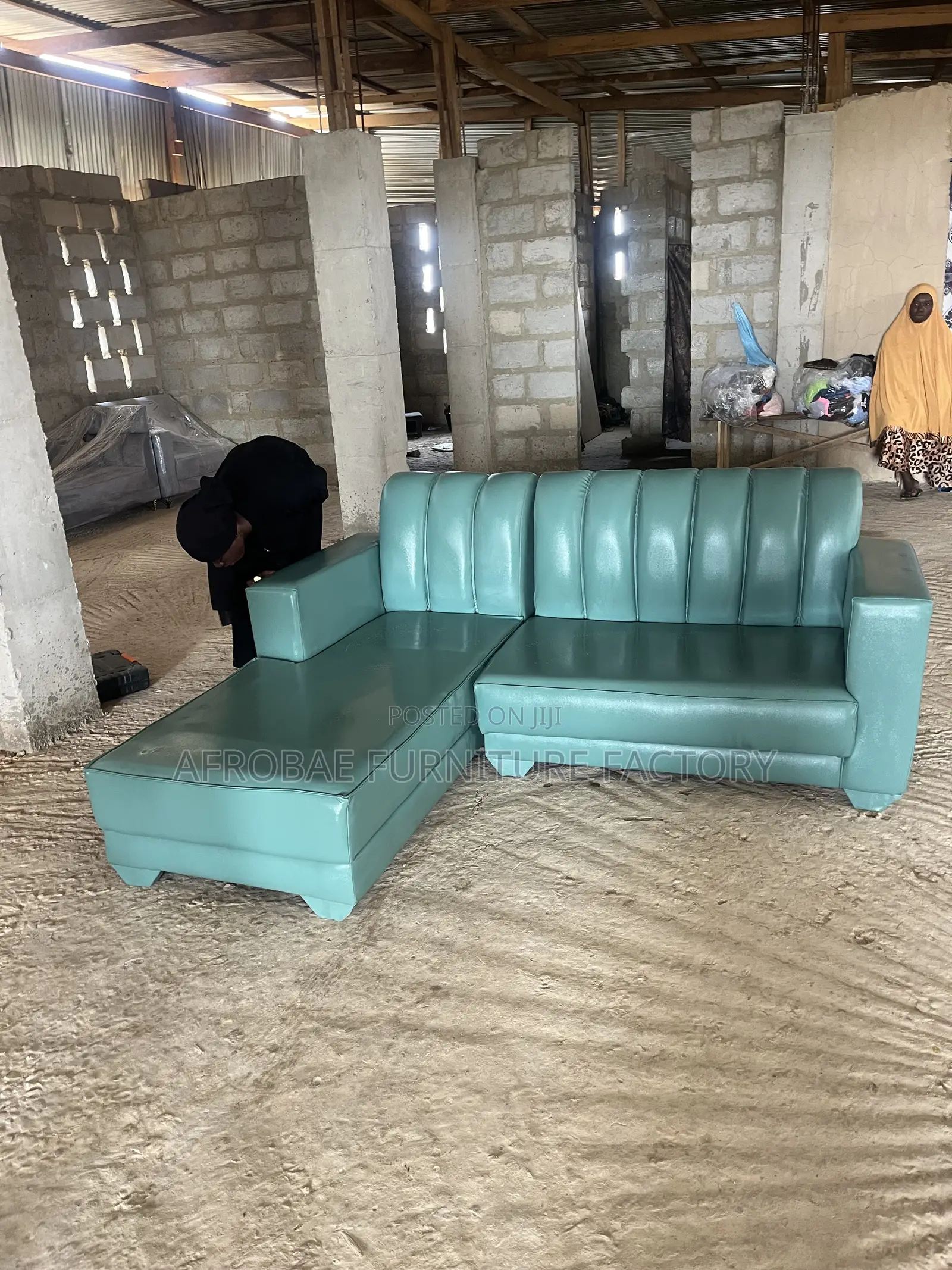 5 Seater Lshape Italian Leather Sofa