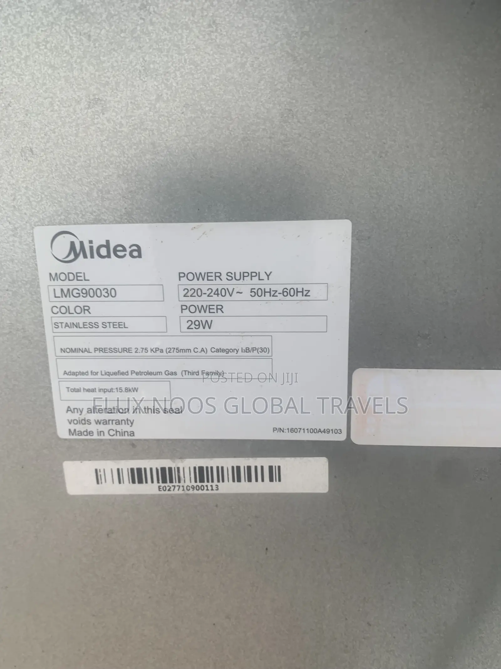 Used High Quality Midea 5 Burner Gas Cooker With Oven Grill.