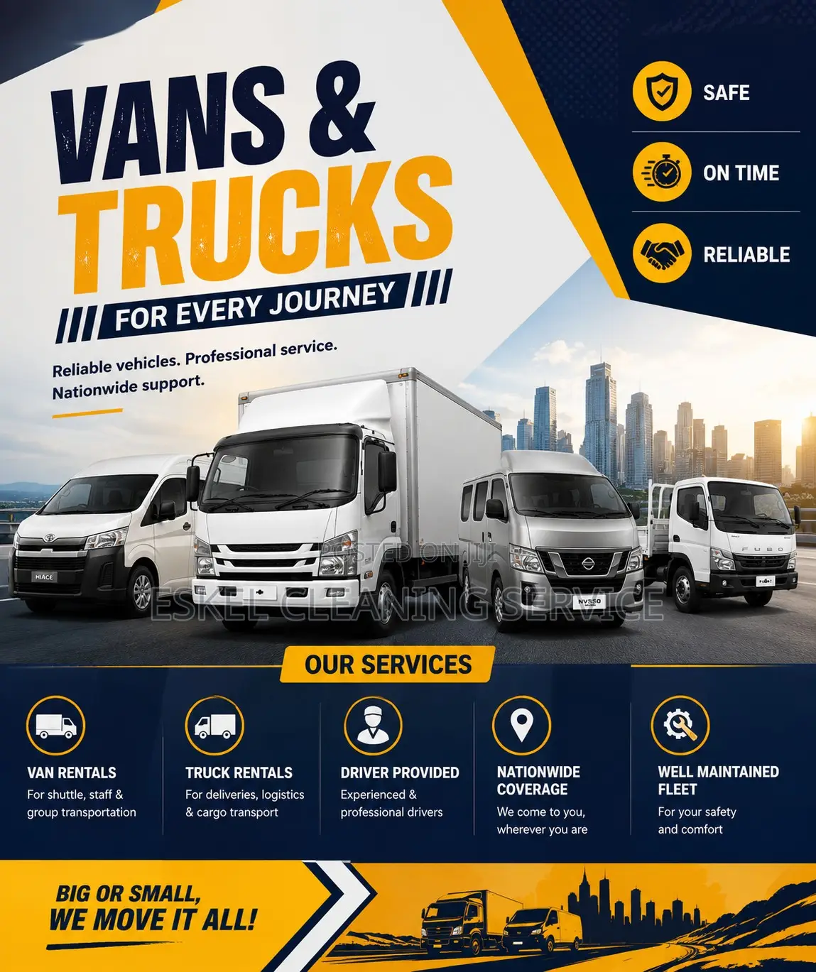Trucks and Vans Available for Rent