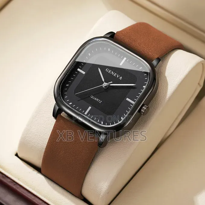 Women Men Trendy Square Minimalist Quartz Couple Watches
