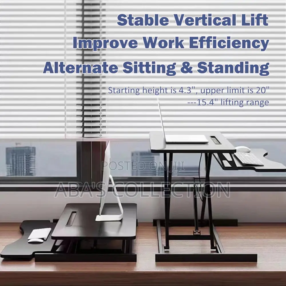 Desk Converter - Height Adjustable Workstation W/ Phone iPad Holder