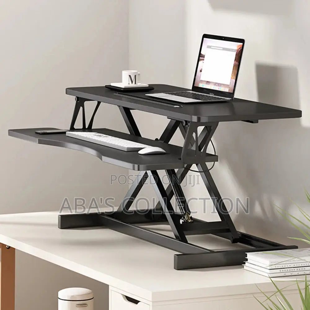 Desk Converter - Height Adjustable Workstation W/ Phone iPad Holder