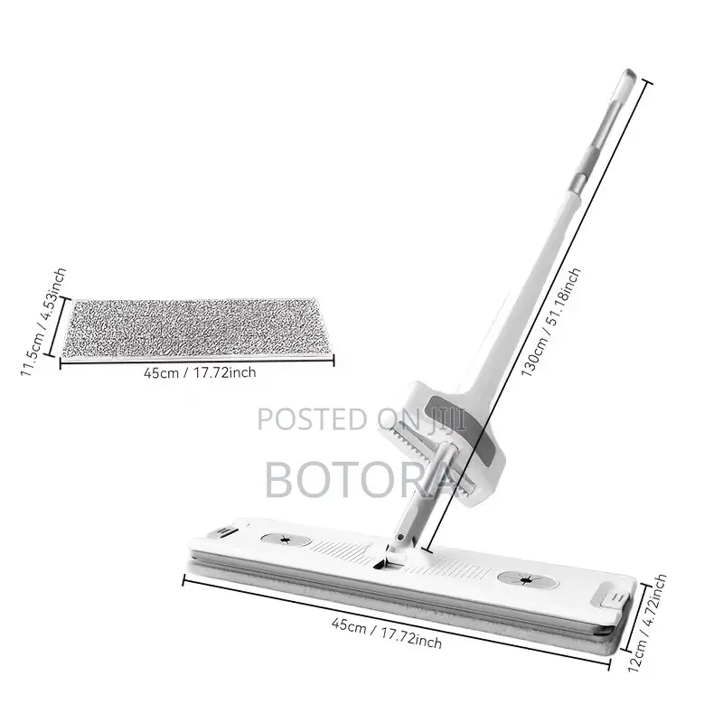 Flat Mop and Replacement Pad Set, ,Stainless Steel Long-Handle