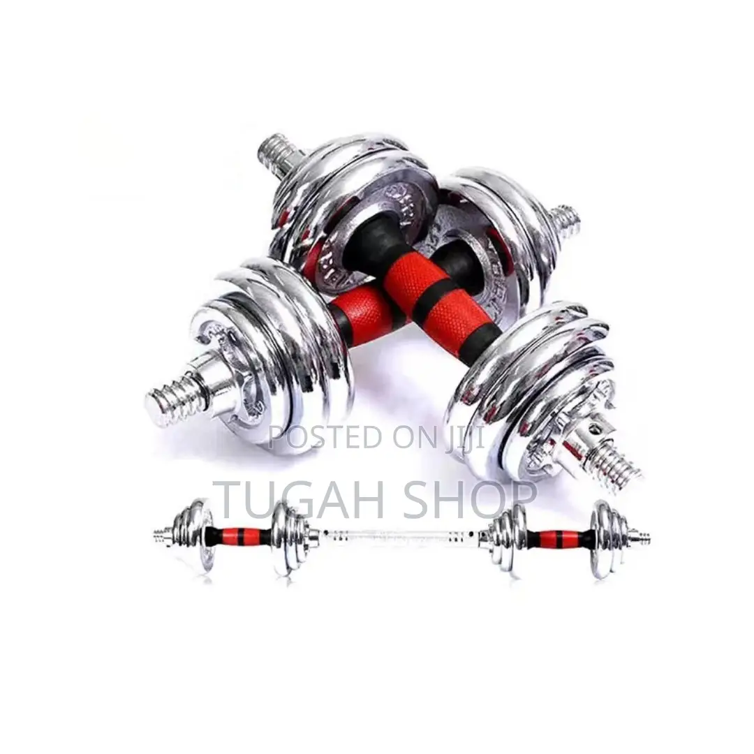 30kg Chrome Adjustable Dumbell Set With Long Bar