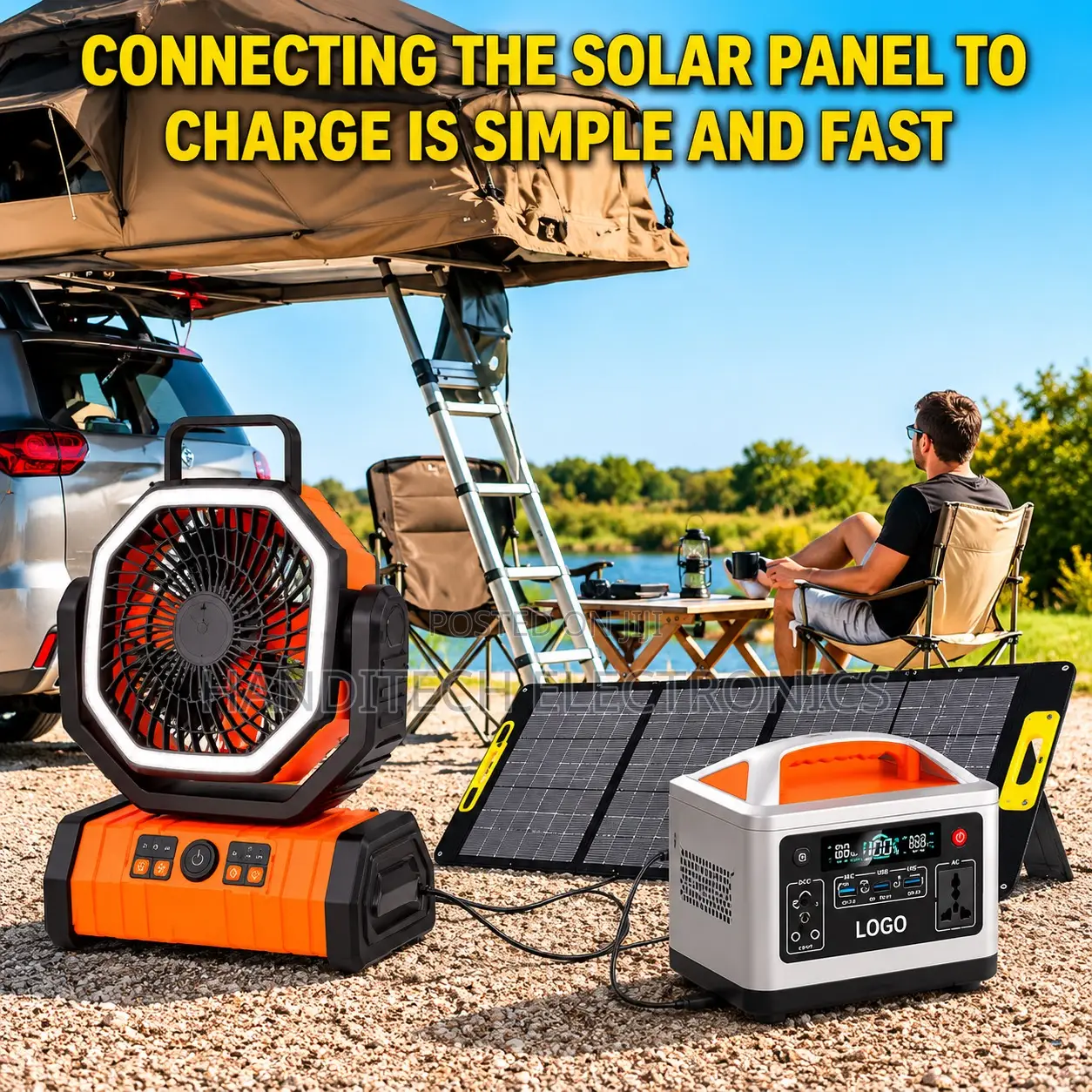 Rechargeable Fan With Led Light Power Bank –