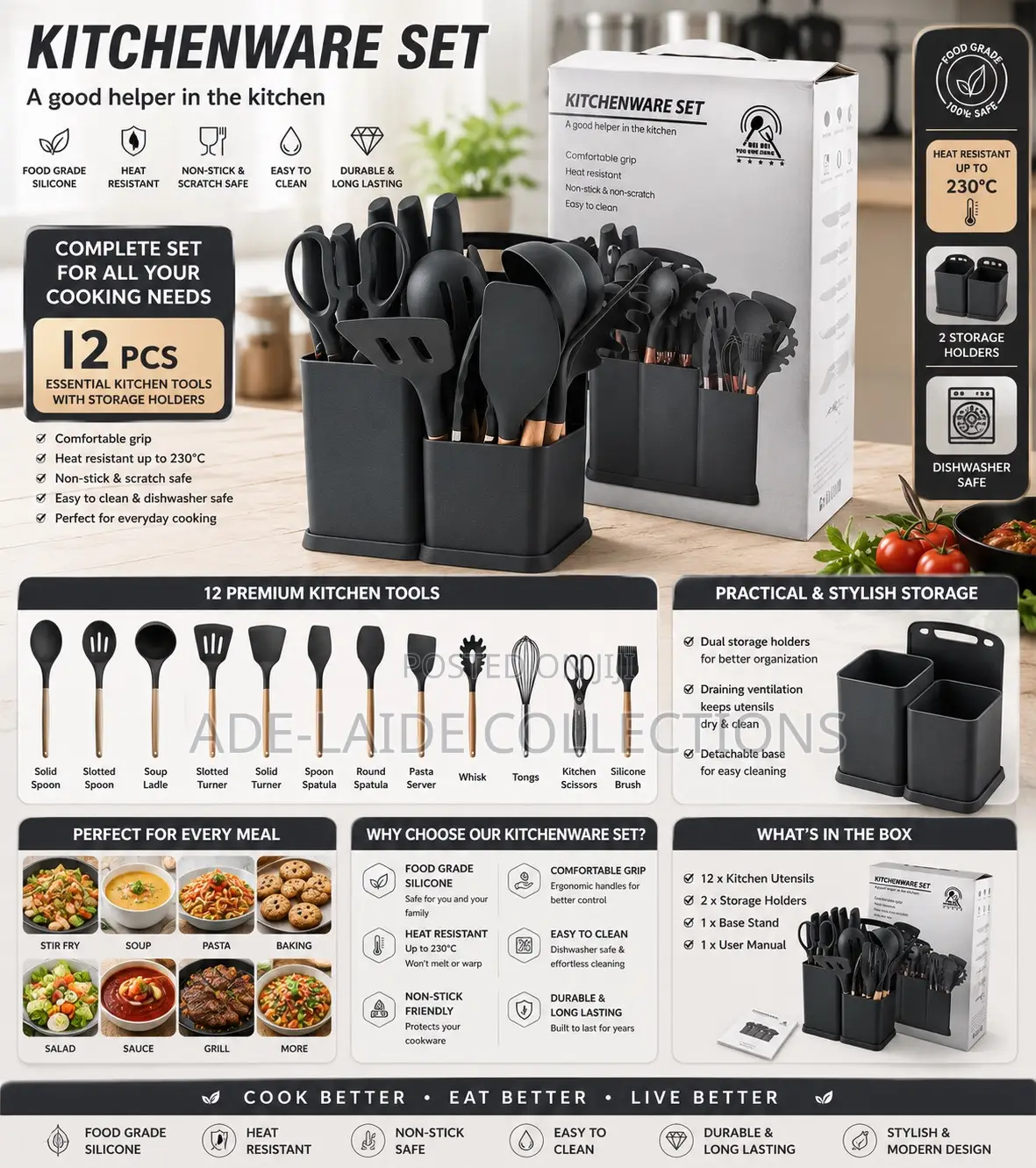 Kitchenware With Chopping Board - 19pcs