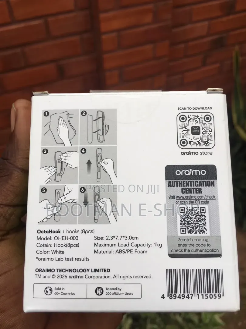 Oraimo Hooks Traceless Strong OctaHook (8pcs)