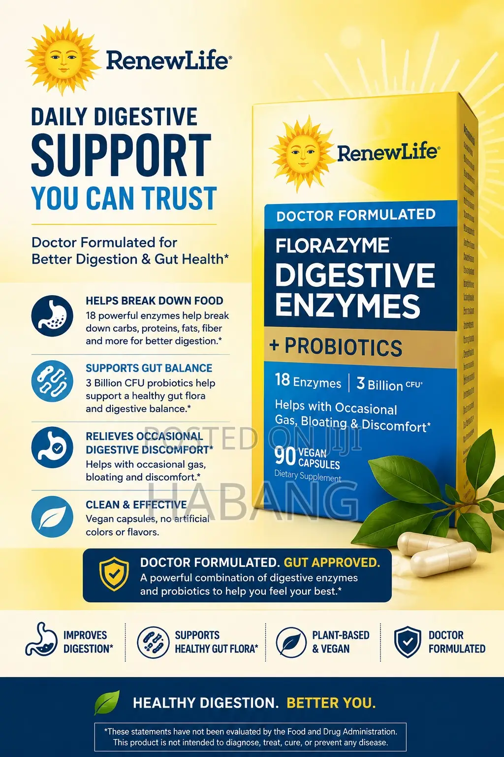 RenewLife Florazyme Digestive Enzymes + Probiotics