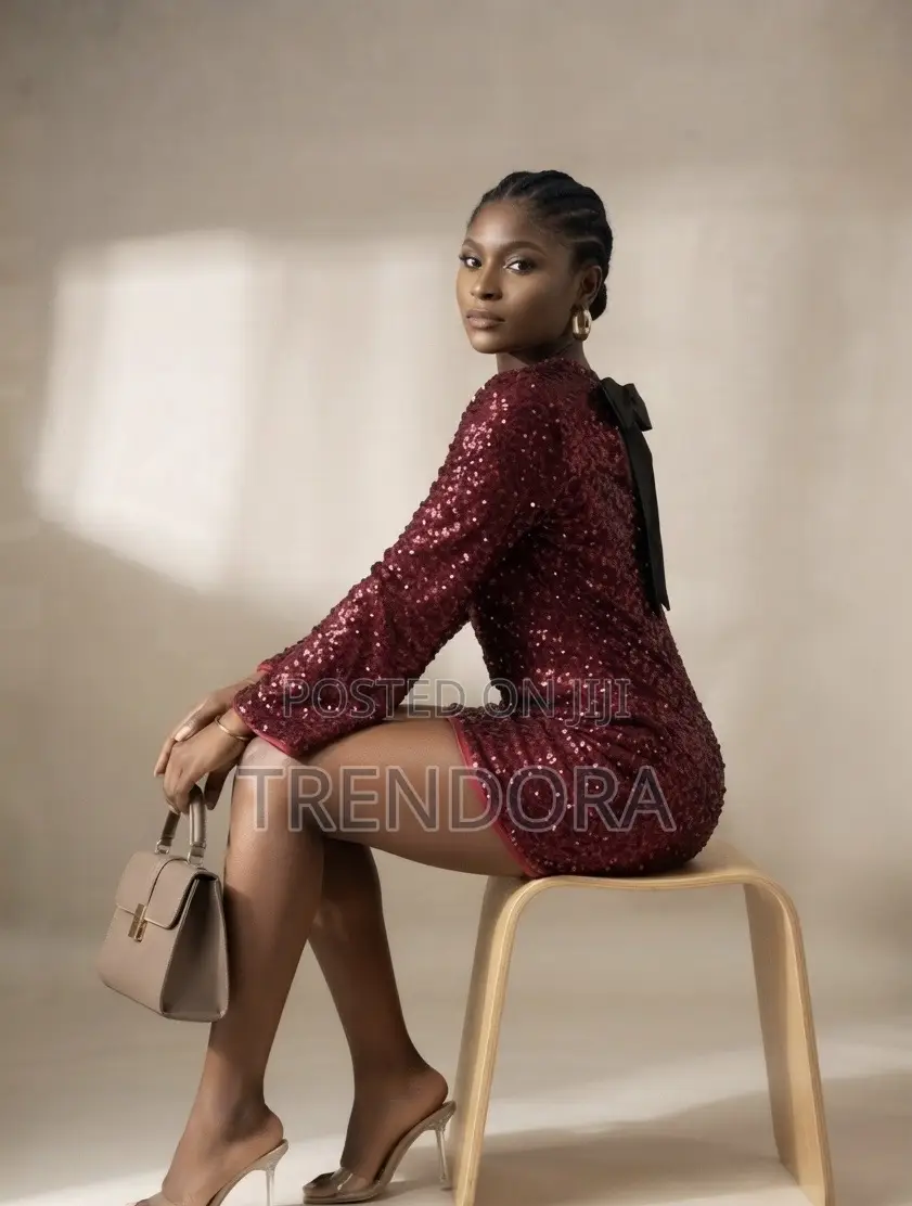Wine Sequins Short Party Dress for Sale in Accra Ghana