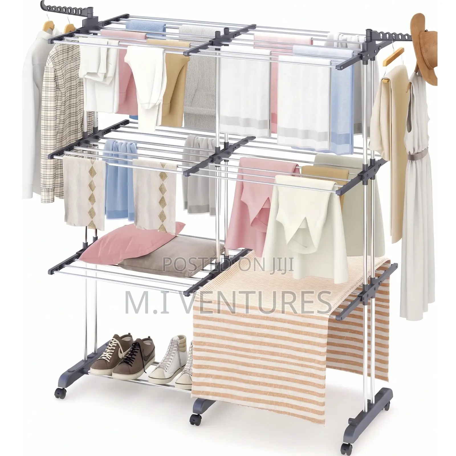 Double Heavy-Duty Foldable Clothes Drying Rack –Multi Layered