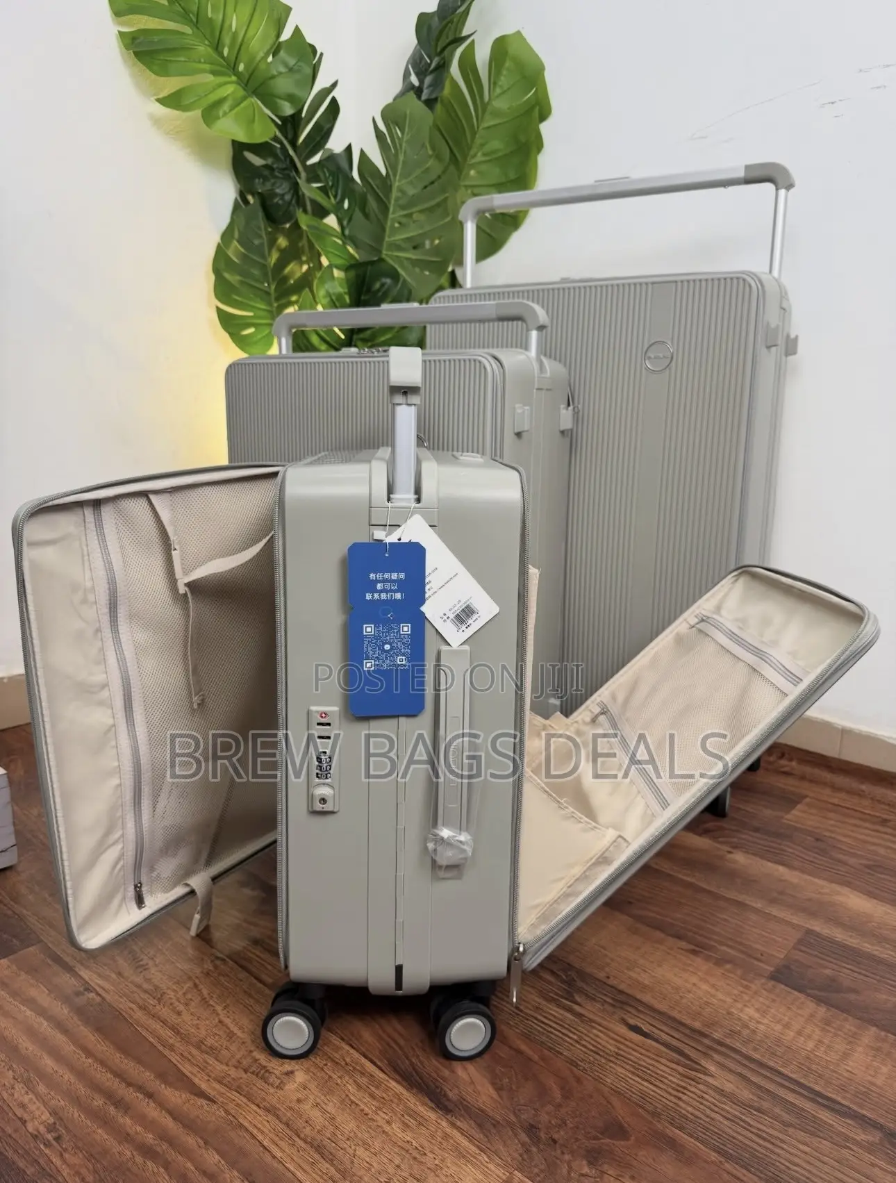 Premium Quality Bubule 3set Beige Front Back Suitcase.