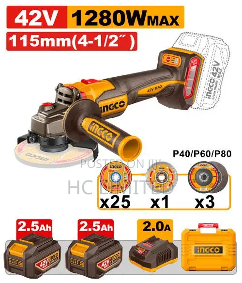 INGCO Cordless Angle Grinder - CAGLI