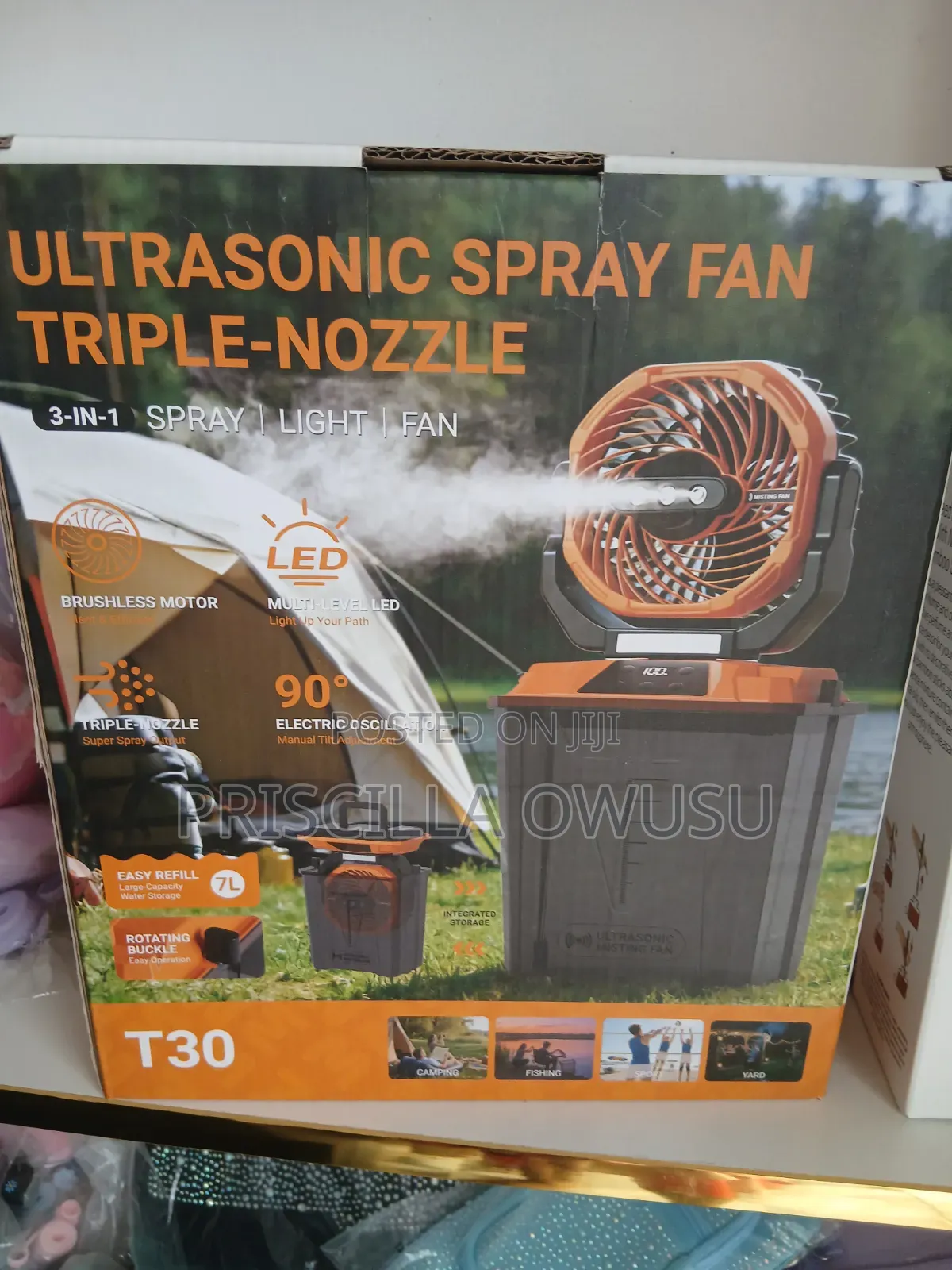 Rechargeable Mist Fan With Light and USB Port