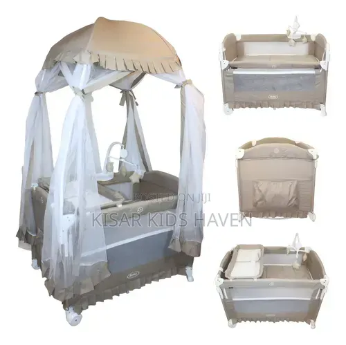 4 in 1 Baby Foldable Cot 0 to 3yrs & Mosquitoe Net (Colour Off White)