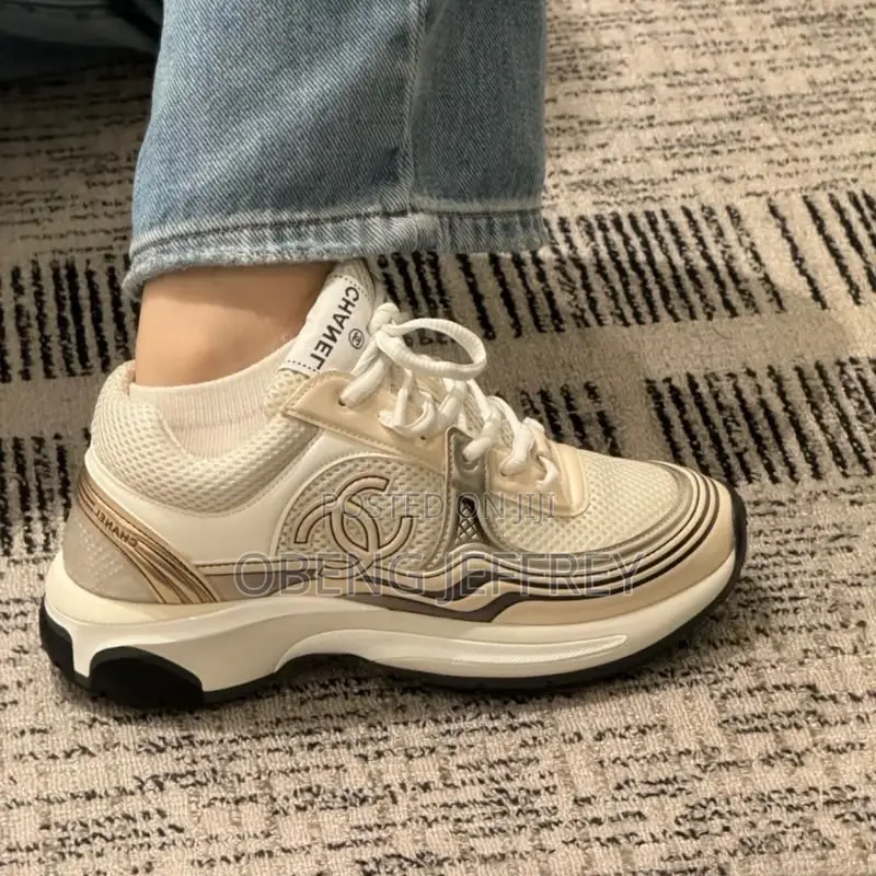 Original Chanel White Mesh Metallic Gold