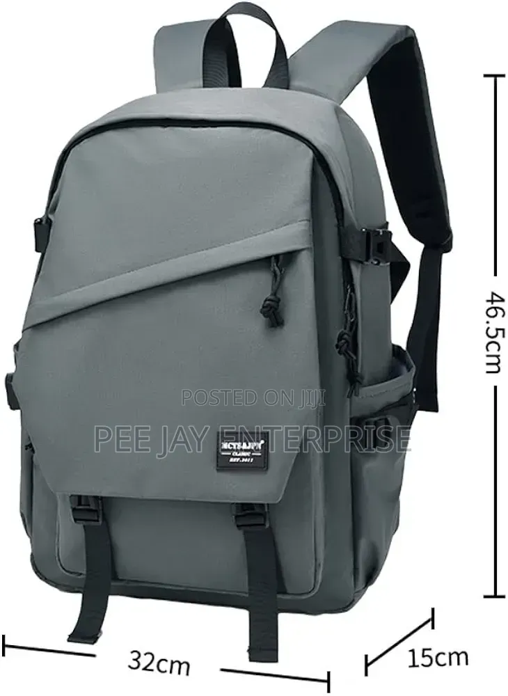 Gray Lianxi Trendy Lightweight Oxford Student School Backpack