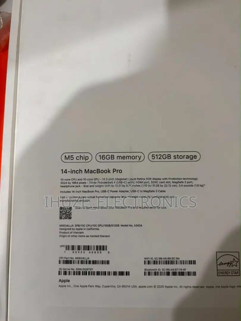 Laptop Apple MacBook Pro 16GB Apple M5 SSD 512GB