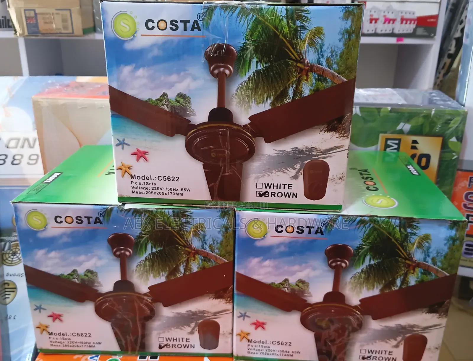 Costa C5622 Ceiling Fan With Regulator - Brown