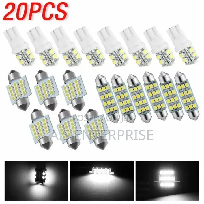 20-Piece Universal Car Interior LED Light Bulb Replacement Kit