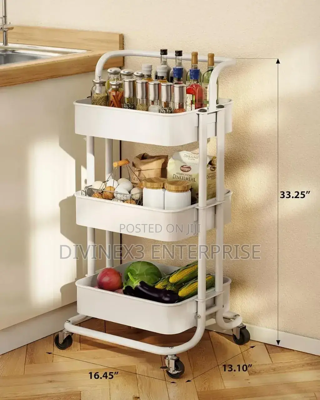 3-Tier Metal Storage Trolley