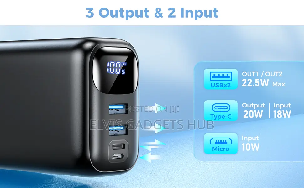 P5 50000mAh Power Bank - 22.5W Fast Charging Black