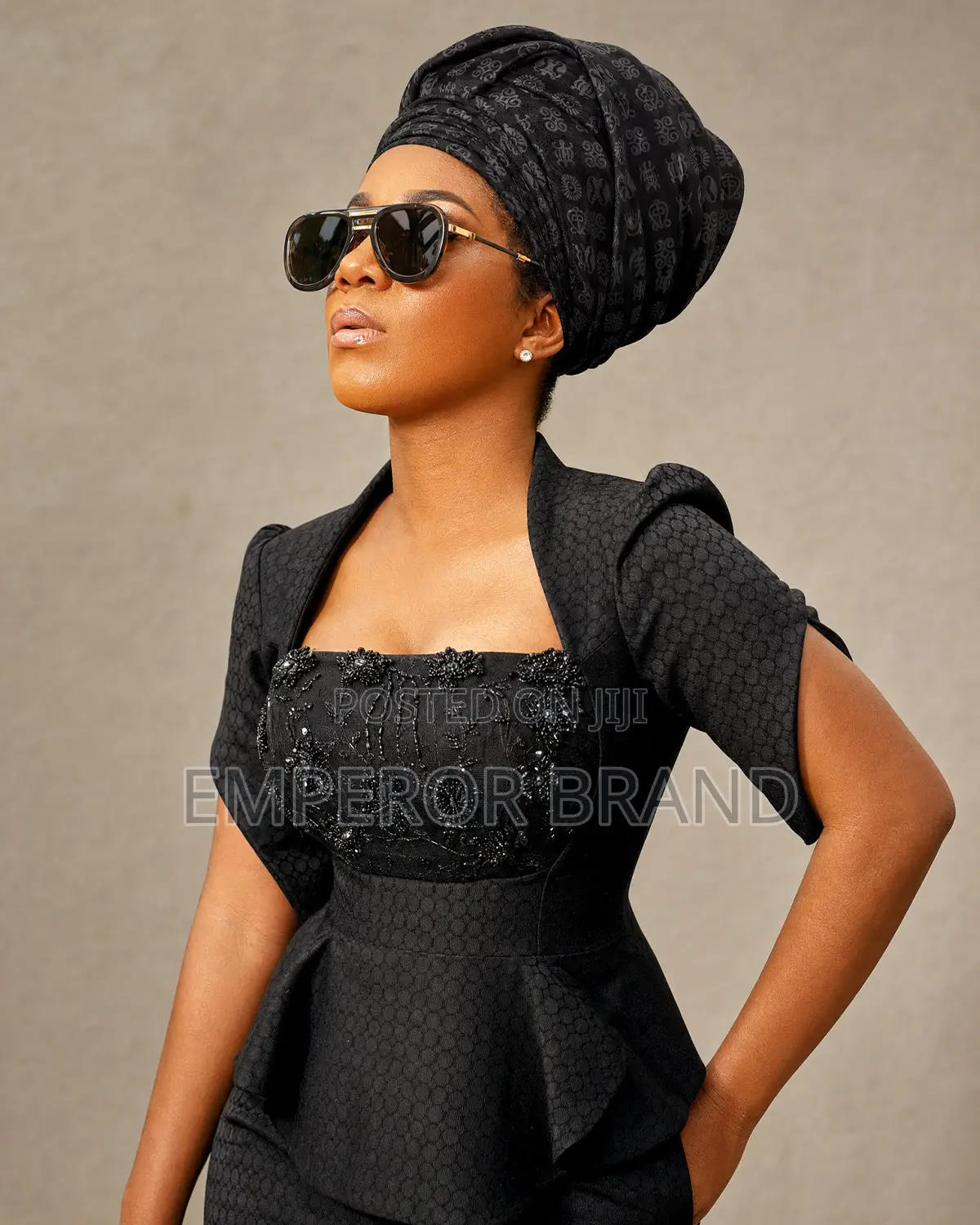 Emperor Obsidian Luxury Black Designer Scarf | Made in Ghana Scarf