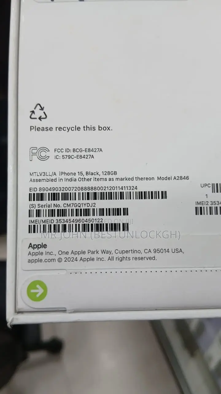 New Apple iPhone 15 128 GB Black