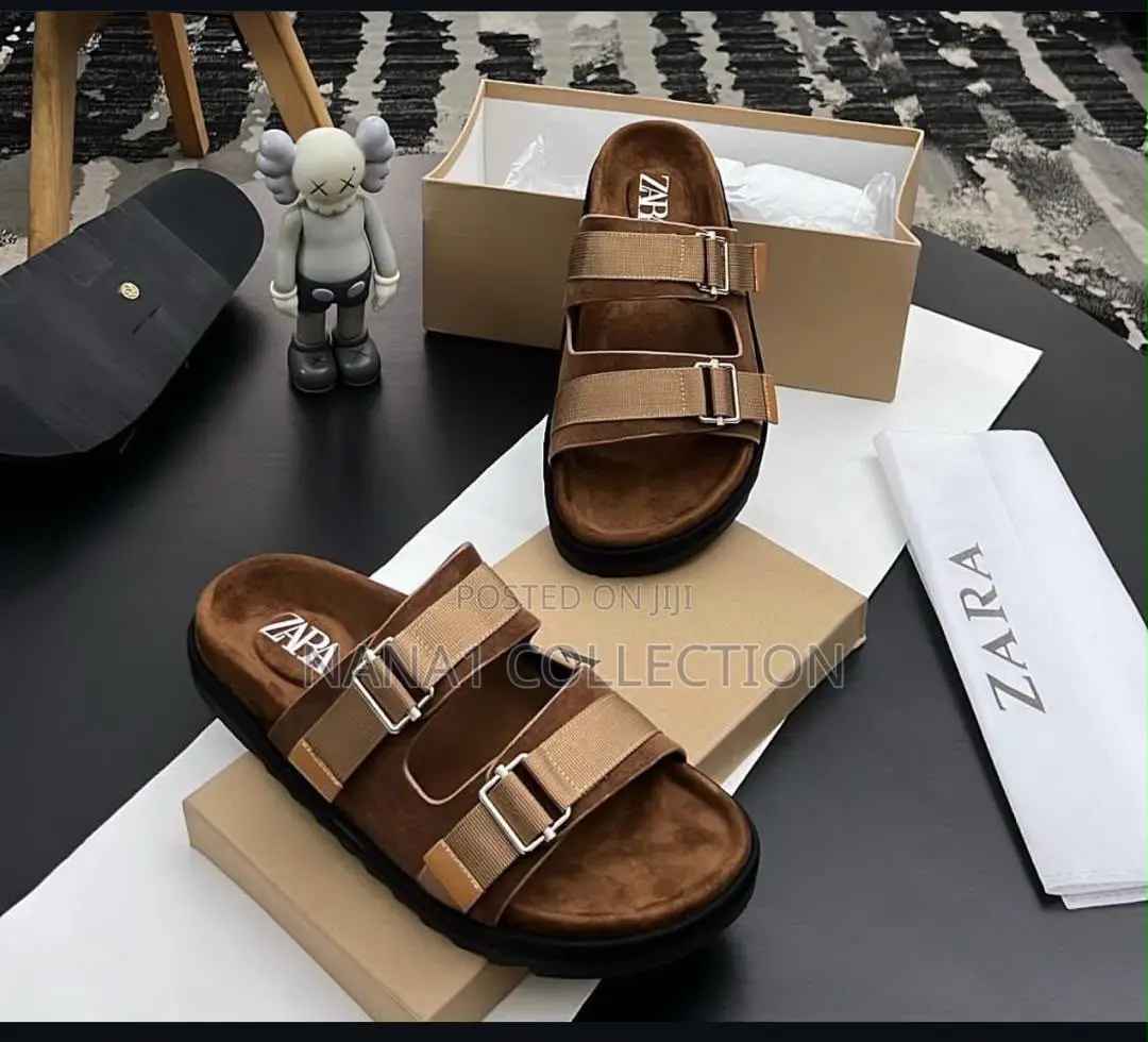 Zara Adjustable Double — Buckle Slide Sandals