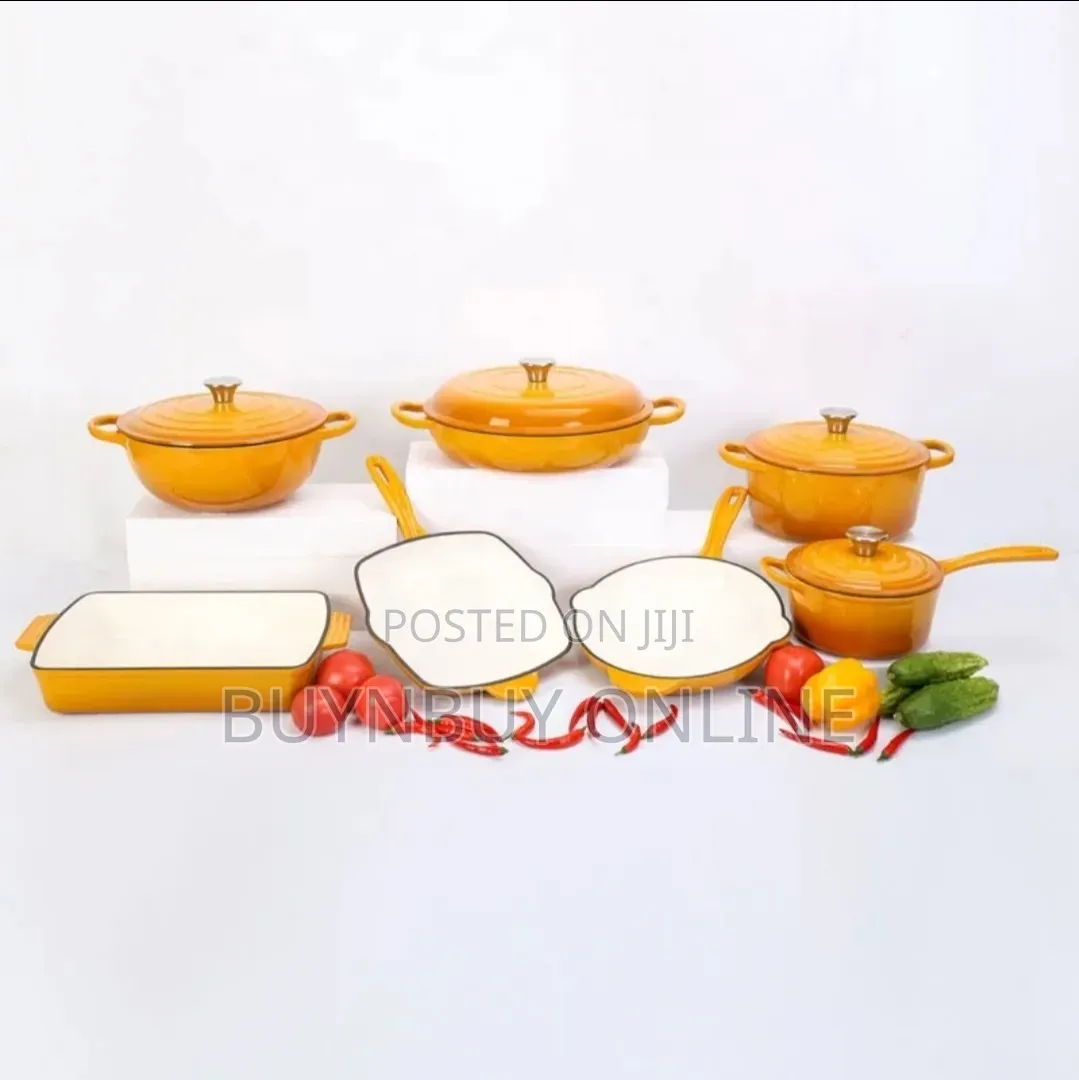 7 Piece Colorful Enamel Cast Iron Cookware Sets