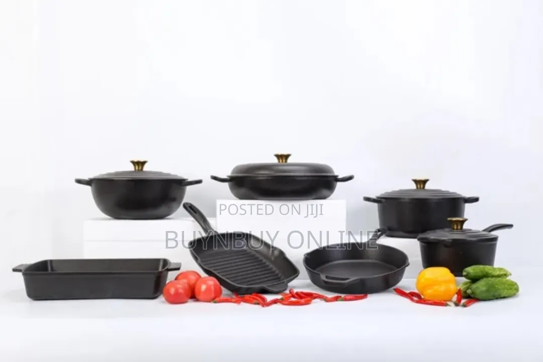 7 Piece Colorful Enamel Cast Iron Cookware Sets