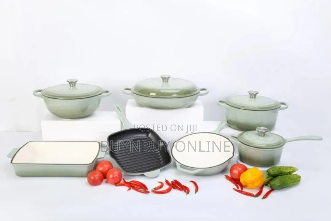 7 Piece Colorful Enamel Cast Iron Cookware Sets