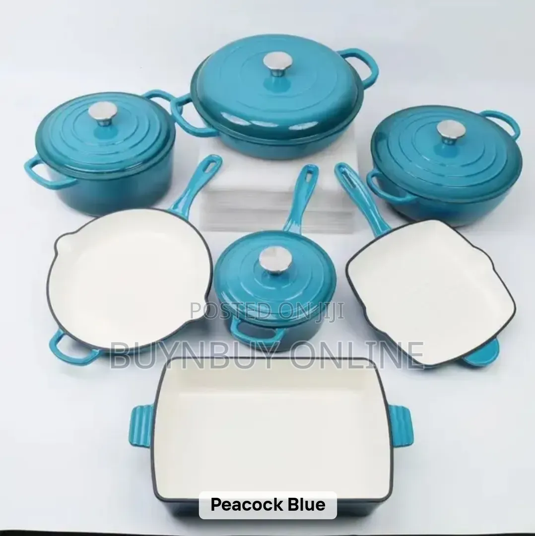 7 Piece Colorful Enamel Cast Iron Cookware Sets