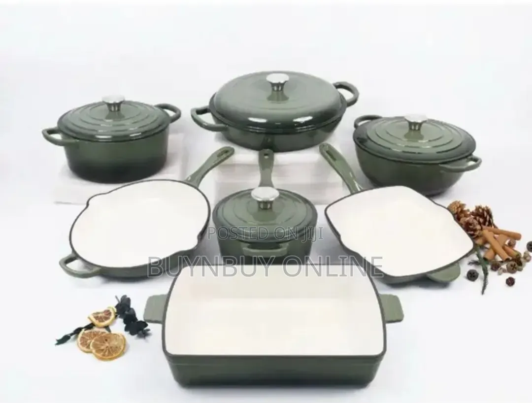 7 Piece Colorful Enamel Cast Iron Cookware Sets