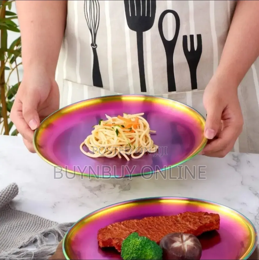 Colorful 9" Stainless Steel Dinner Flat Plates