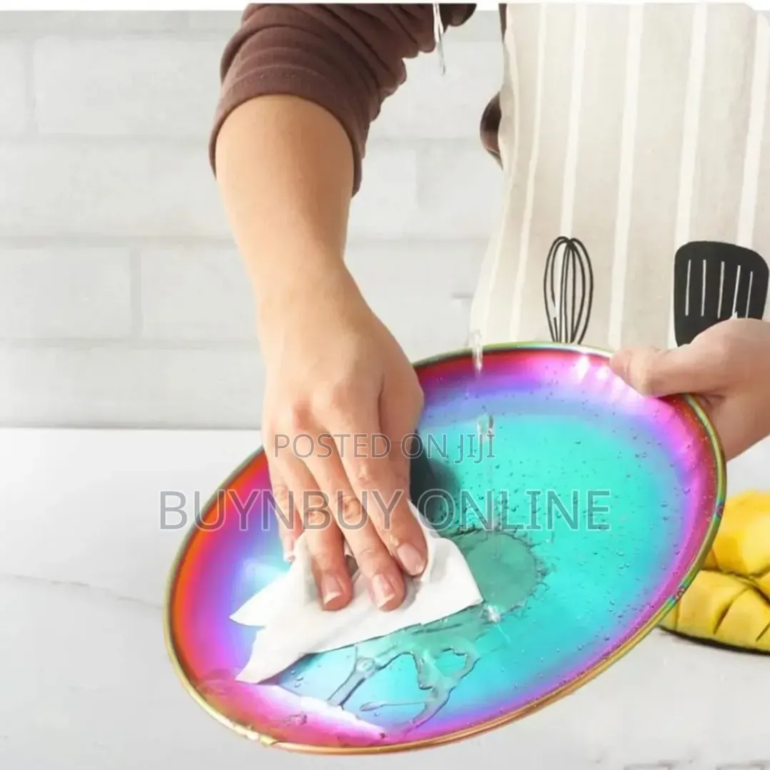 Colorful 9" Stainless Steel Dinner Flat Plates