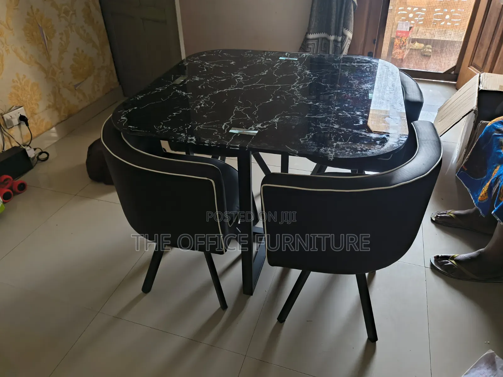 Modern Black Glass-Top Dining