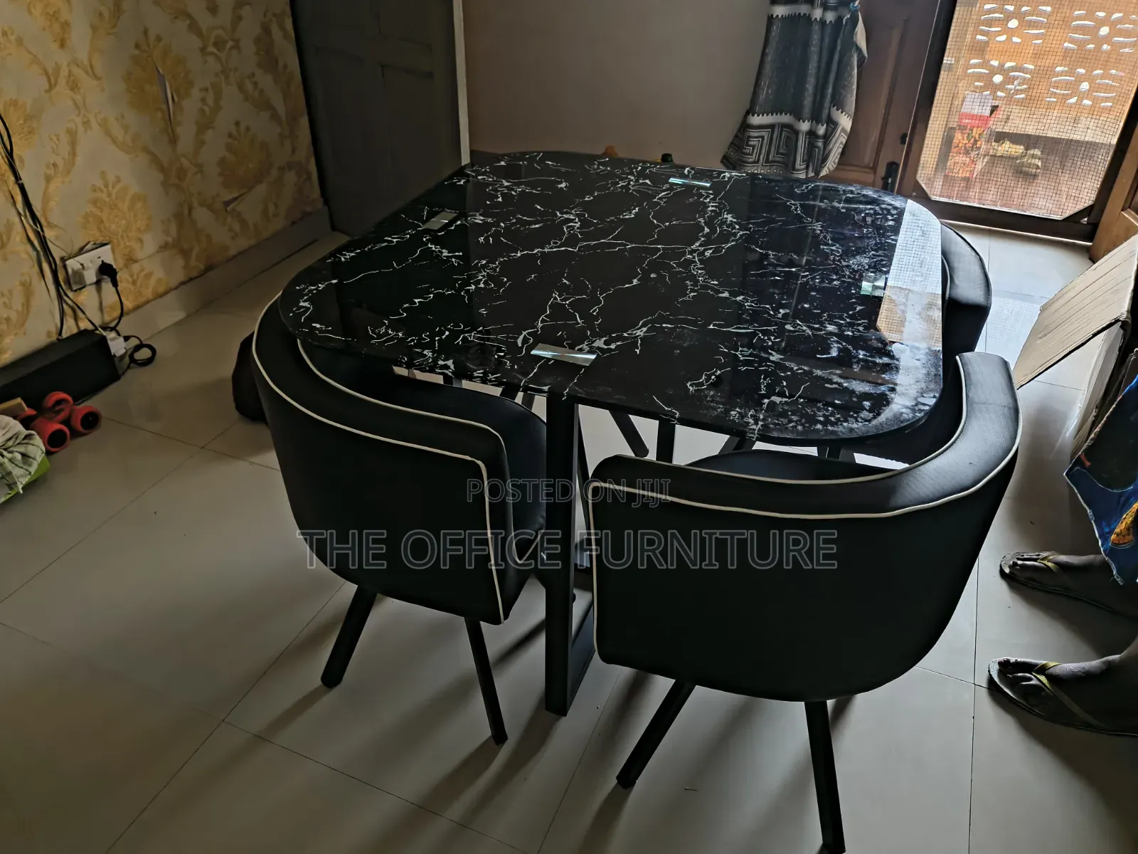 Modern Black Glass-Top Dining