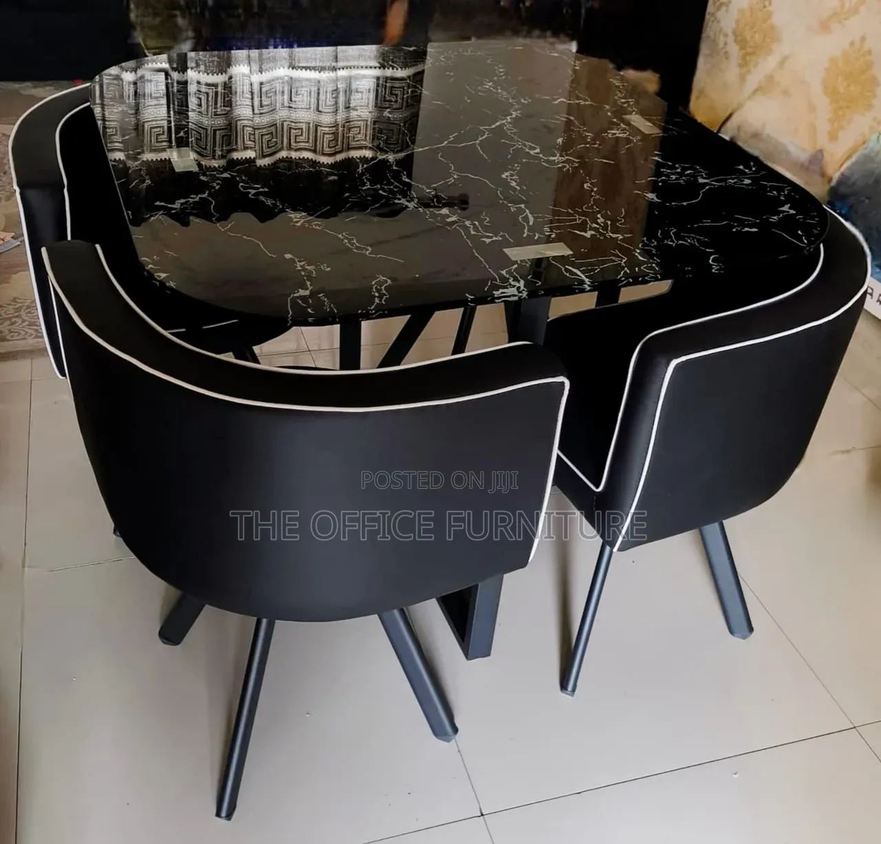 Modern Black Glass-Top Dining